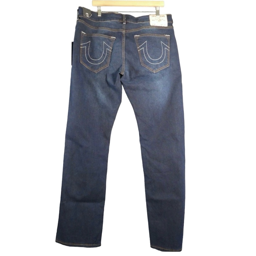 True Religion Mens 36x34 Jeans Ricky SN Relaxed Straight Dark Midnight Wash NWT